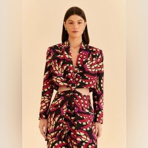 NWT‼️Farm Rio Black Banana Dots Cut Out Blazer